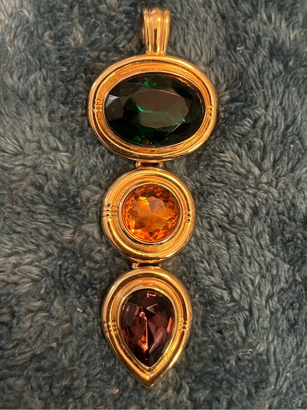 SMB Gold-Tone Triple Gem Sliding Pendant